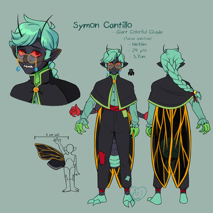 Symon Cantillo, a man who was once human, but was cursed into the form of a cicada miinu. He is a meek and emotionally repressed man who has to learn to adapt to life as a miinu.