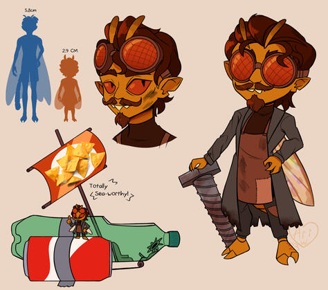 Professor Melano is another cursed human, a once brilliant entomologist who fell into despair after his horrific transformation into a fruit fly. He keeps himself isolated in a workshop, building a strange machine.